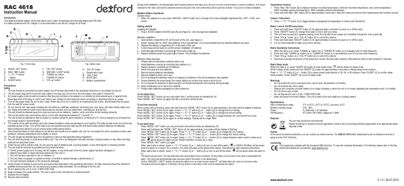 Image de la première page du manuel de l'appareil RAC 4618
