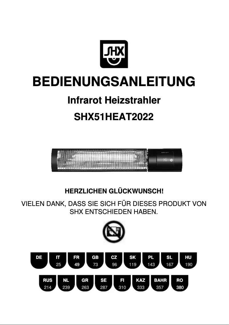 Image de la première page du manuel de l'appareil SHX51HEAT2022