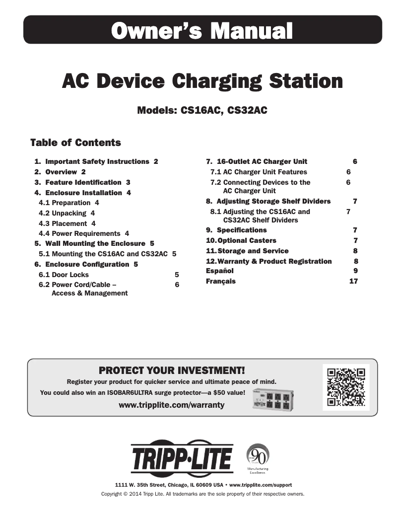 Page 1 de la notice Manuel utilisateur Tripp Lite CS32AC