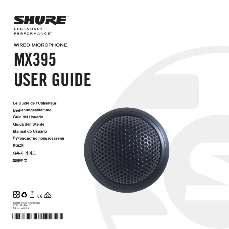 Page n°1 - Manuel utilisateur Shure MX395