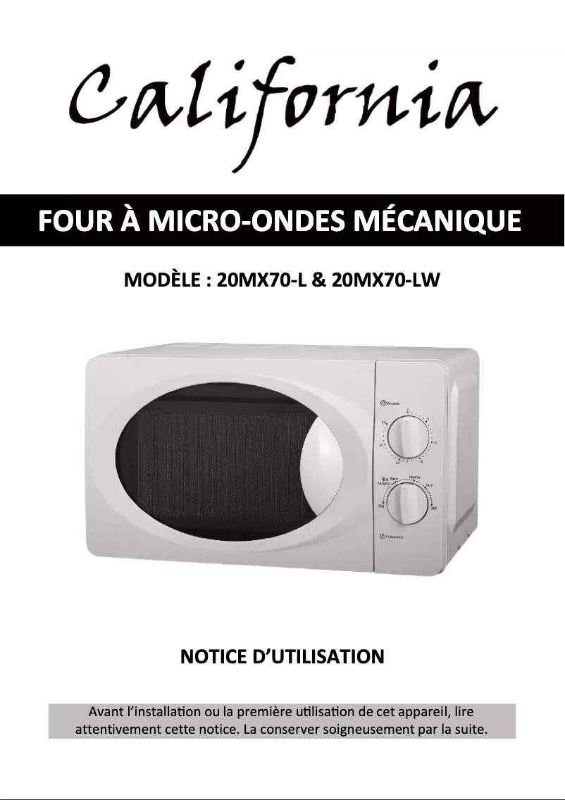 Image de la première page du manuel de l'appareil 20MX70-L