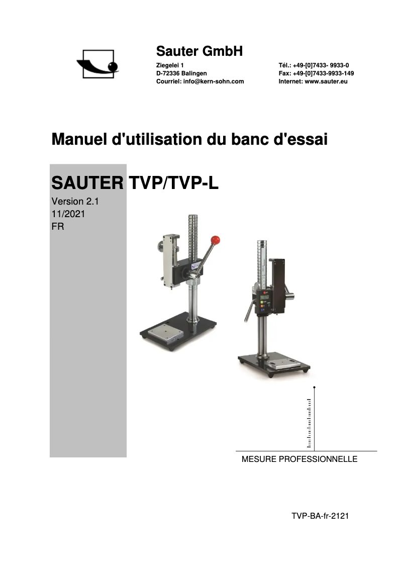 Page n°1 - Manuel utilisateur Sauter TVP-L