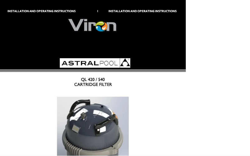 Page 1 de la notice Manuel utilisateur AstralPool QL 420