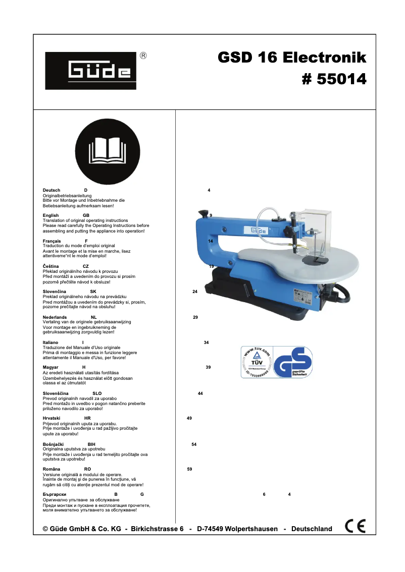 Page 1 de la notice Manuel utilisateur Güde GDS16