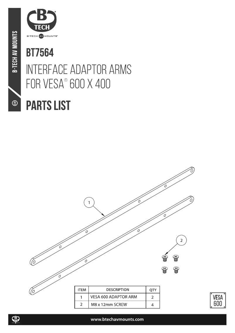 Page 1 de la notice Manuel utilisateur B-Tech BT7564