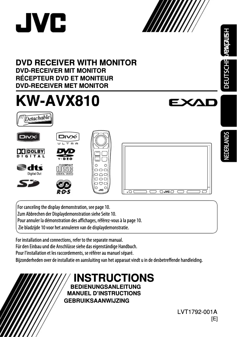 Page 1 de la notice Manuel utilisateur JVC KW-AVX810