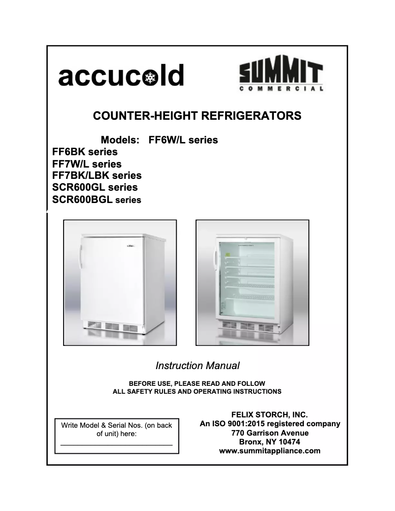 Page n°1 - Guide d'installation Summit FF6BSSTB
