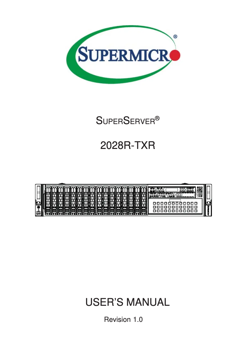 Page 1 de la notice Manuel utilisateur Supermicro SuperServer 2028R-TXR