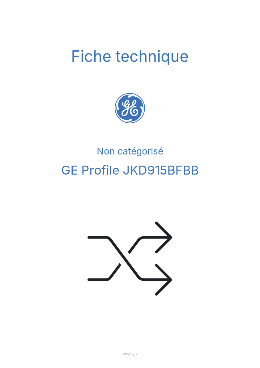 Page n°1 - Fiche technique GE Profile JKD915BFBB