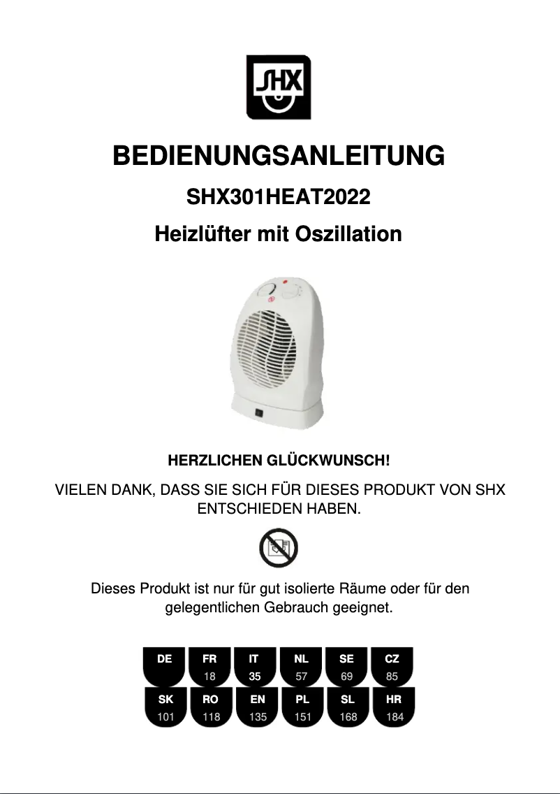 Page 1 de la notice Manuel utilisateur SHX SHX301HEAT2022