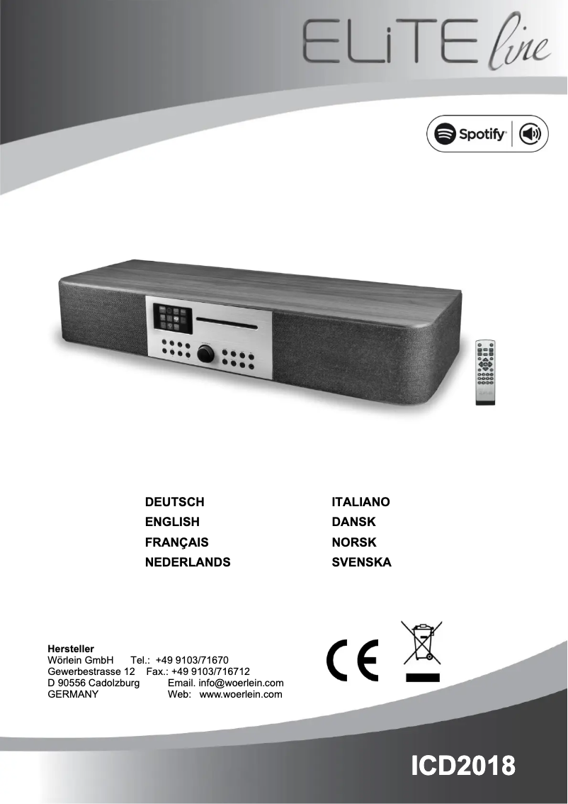 Page 1 de la notice Manuel utilisateur Soundmaster ICD2018