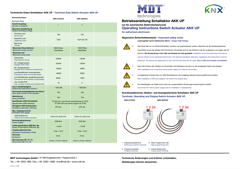 Page n°1 - Manuel utilisateur MDT AKK-01UP.03