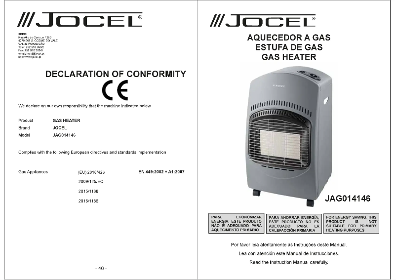 Page 1 de la notice Manuel utilisateur Jocel JAG014146