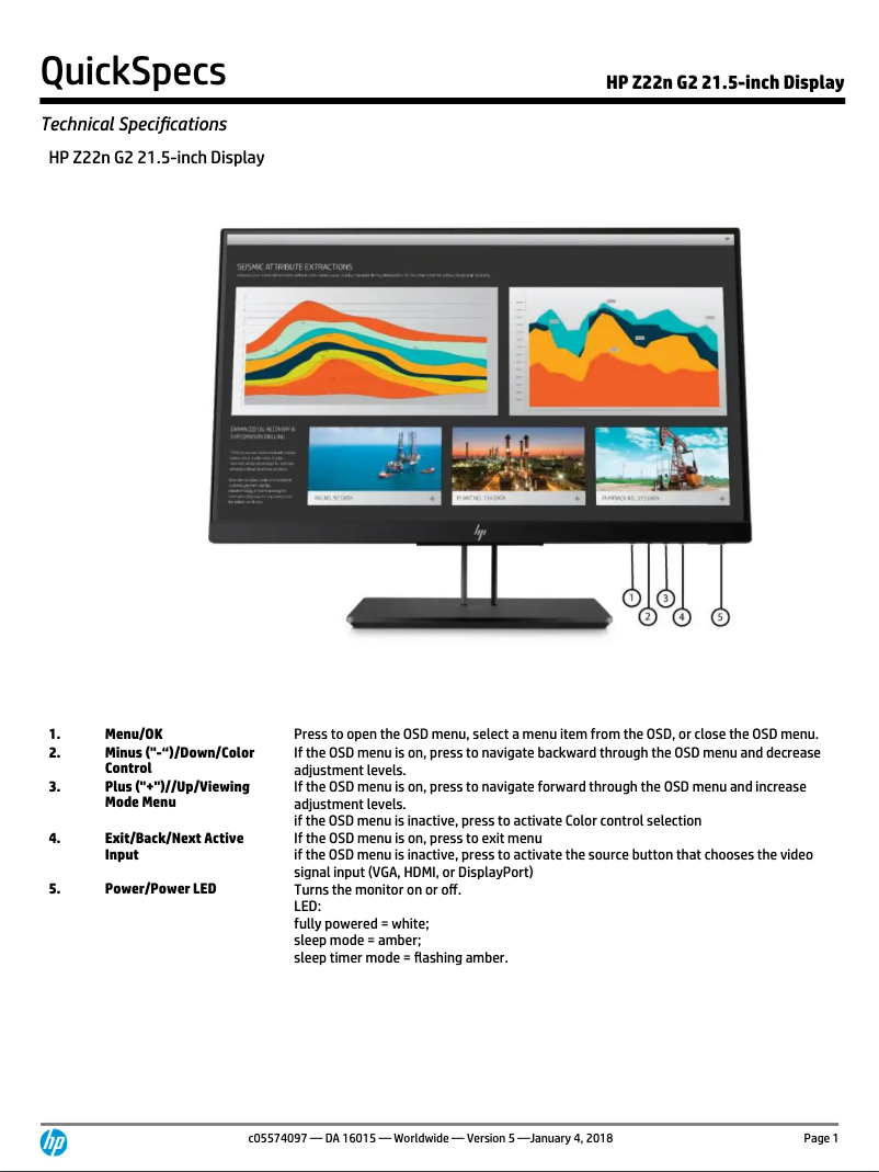 Page n°1 - Fiche technique HP Z22n G2