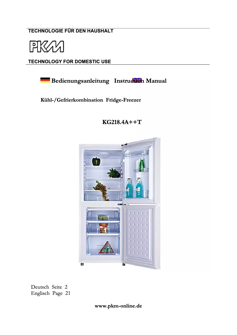 Page 1 de la notice Manuel utilisateur PKM KG 128.4 A++T