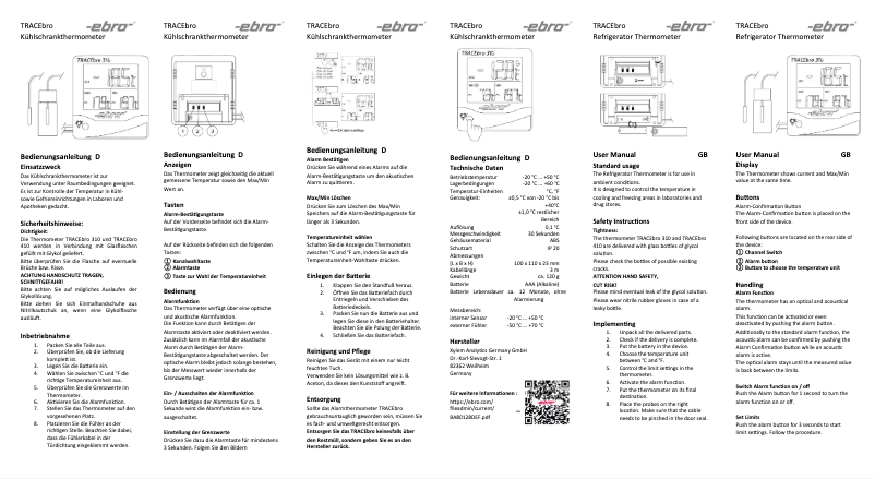 Page n°1 - Manuel utilisateur Ebro TMX 310