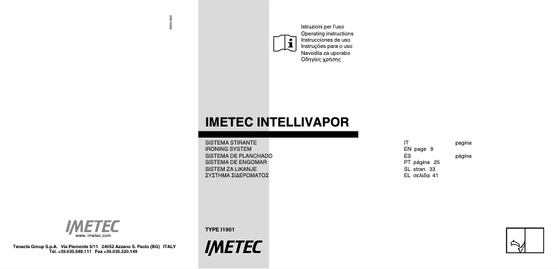 Image de la première page du manuel de l'appareil Intellivapor Prestige