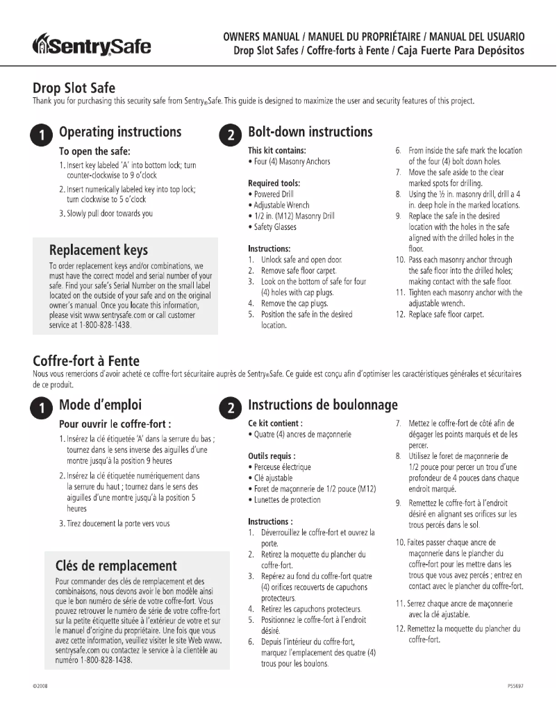 Page 1 de la notice Manuel utilisateur SentrySafe UC-025K