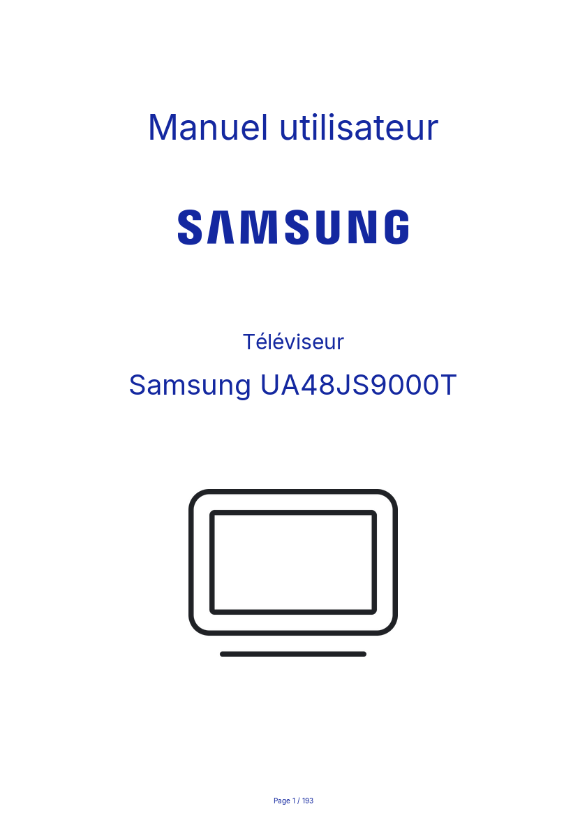 Page n°1 - Manuel utilisateur Samsung UA48JS9000T