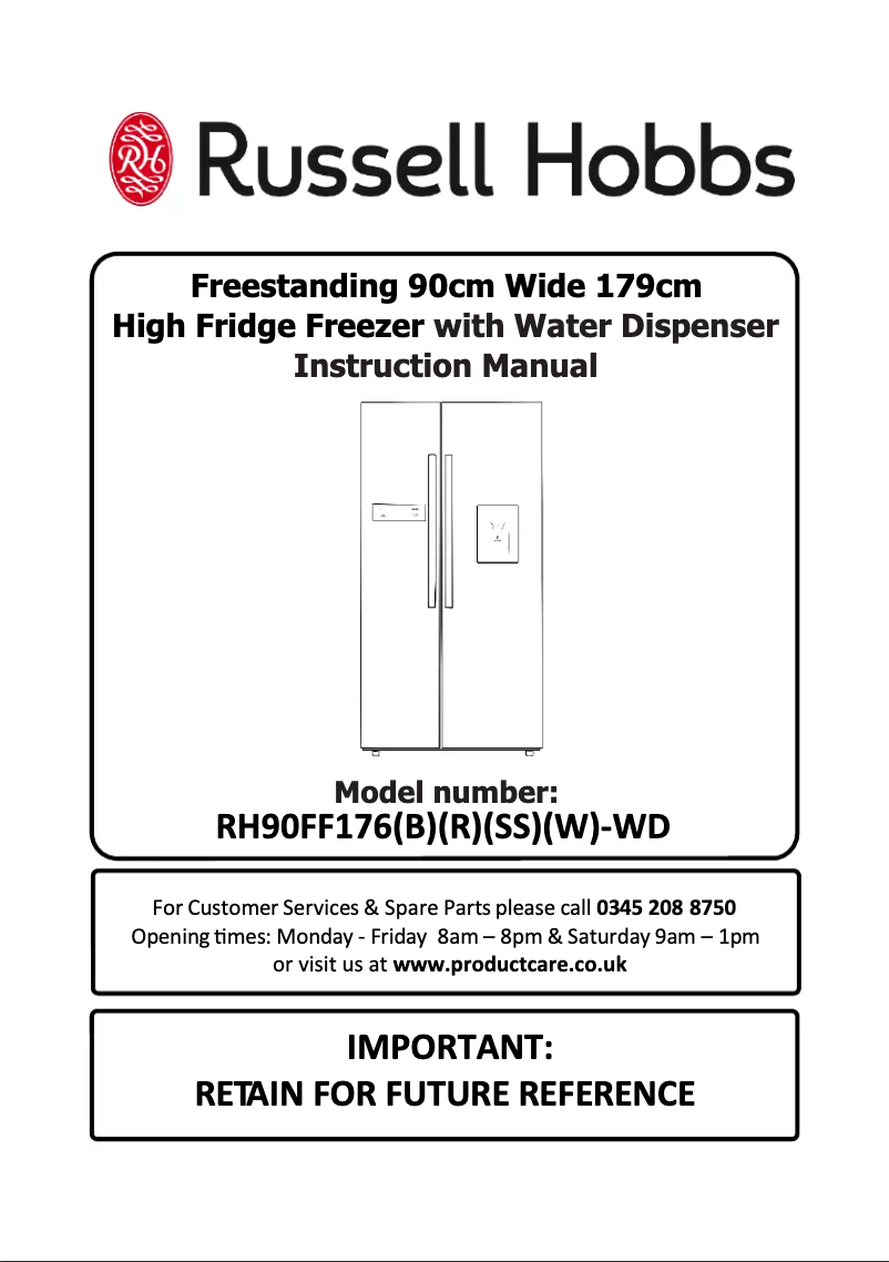 Page 1 de la notice Manuel utilisateur Russell Hobbs RH90FF176R-WD