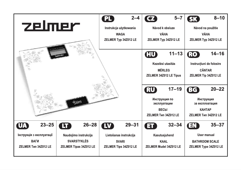 Page 1 de la notice Manuel utilisateur Zelmer 34Z012