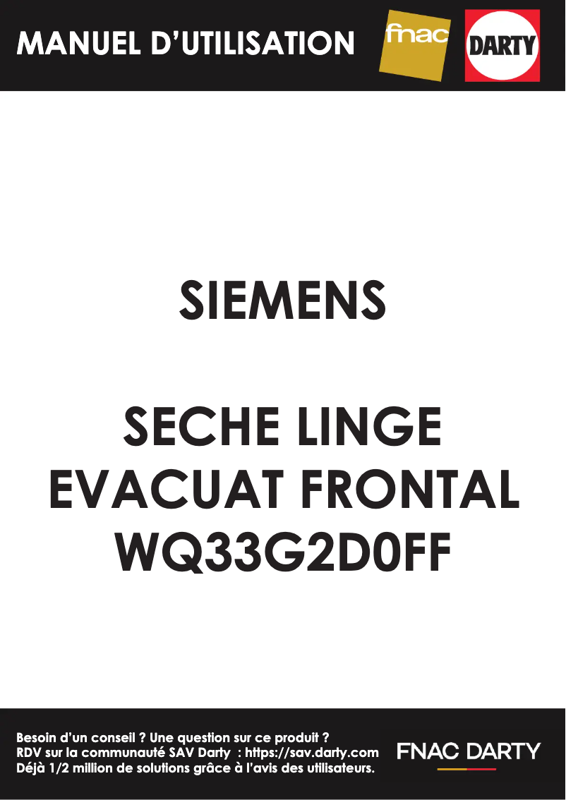 Page 1 de la notice Manuel utilisateur Siemens WQ33G2D0FF