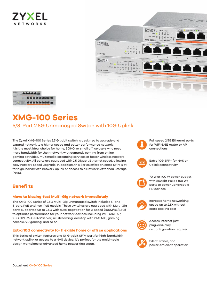 Página 1 del manual Ficha técnica ZyXEL XMG-105HP