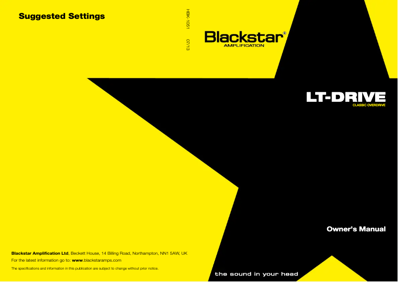 Page n°1 - Manuel utilisateur Blackstar LT-DRIVE