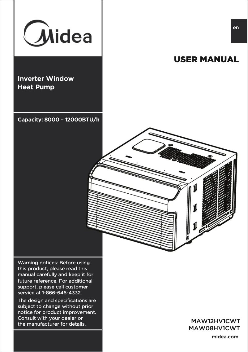 Page n°1 - Manuel utilisateur Midea MAW12HV1CWT