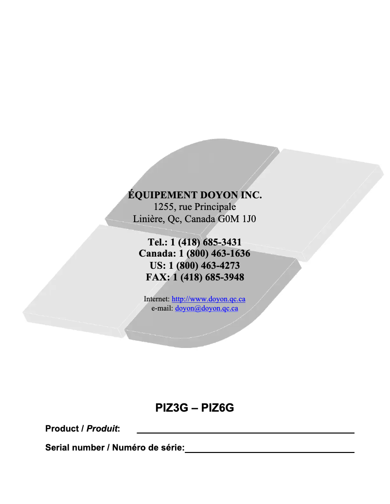 Page 1 de la notice Manuel utilisateur Doyon PIZ3G