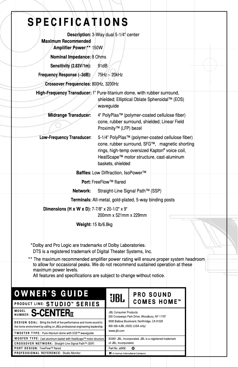 Image de la première page du manuel de l'appareil Studio S Center II