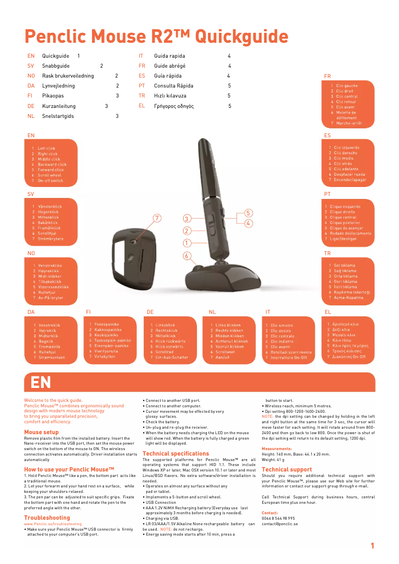 Page 1 de la notice Manuel utilisateur Penclic R2