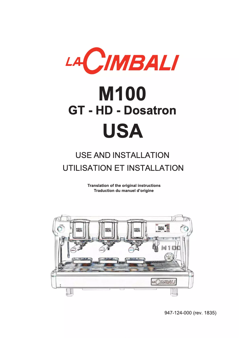 Page n°1 - Manuel utilisateur La Cimbali M100