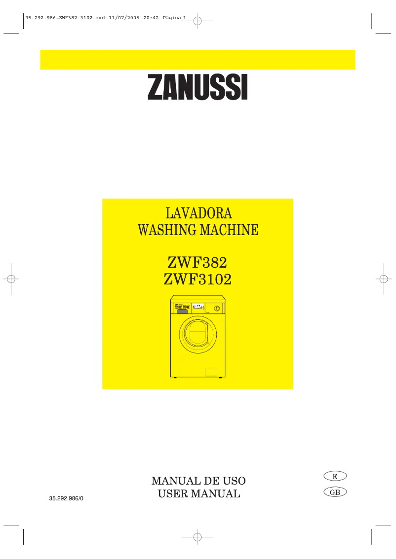 Page 1 de la notice Manuel utilisateur Zanussi ZWF382