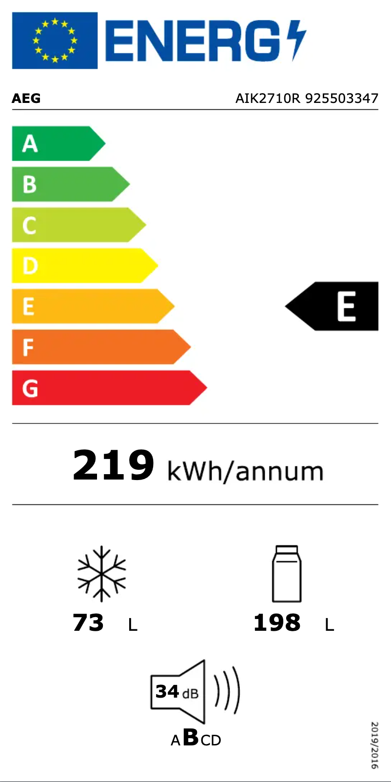 Page n°1 - Label énergétique AEG AIK2710R