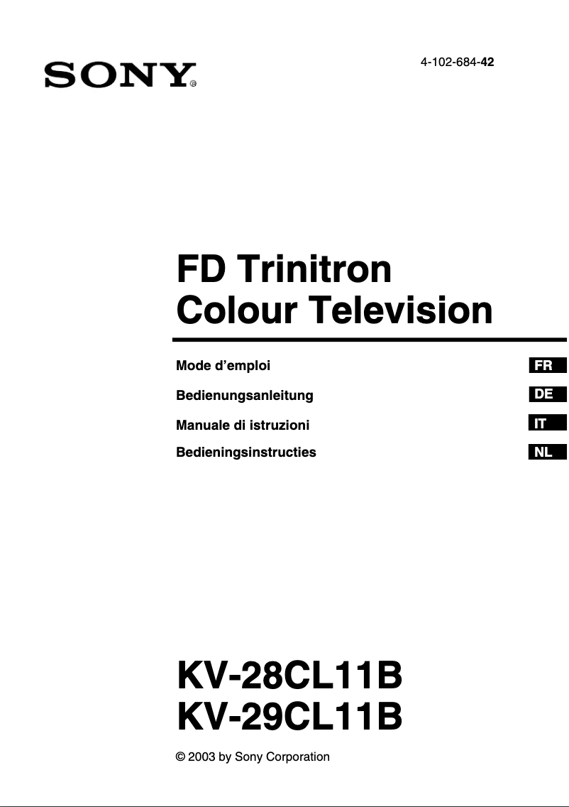 Page 1 de la notice Manuel utilisateur Sony KV-29CL11B