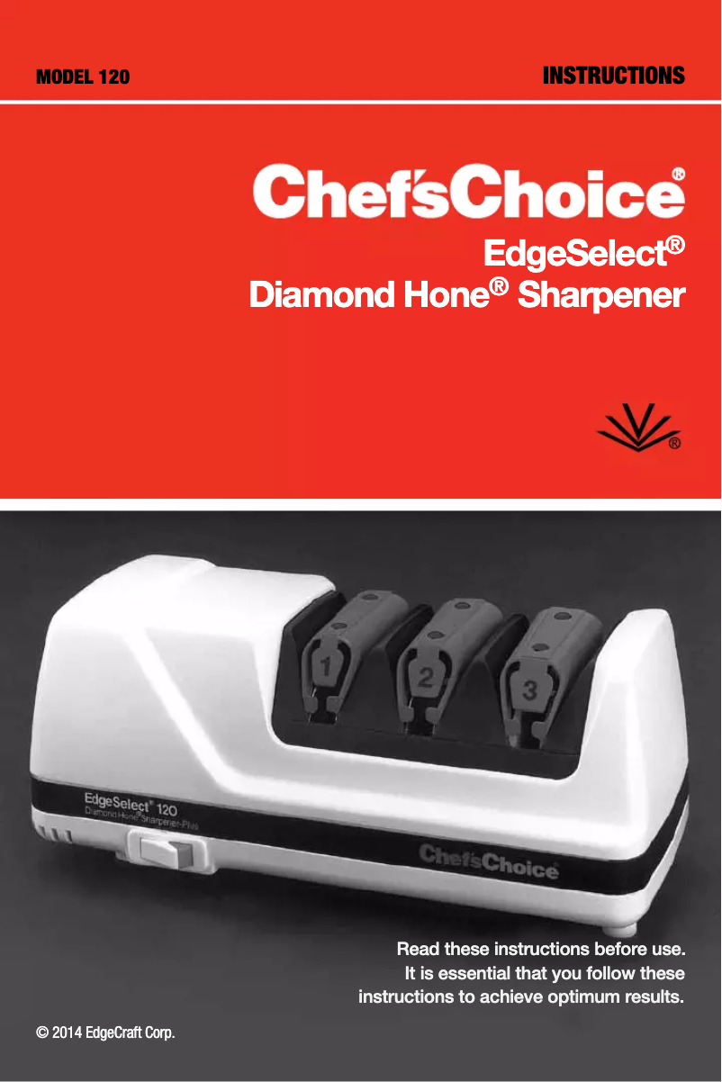 Page 1 de la notice Manuel utilisateur Chef's Choice EdgeSelect Diamond Hone 120