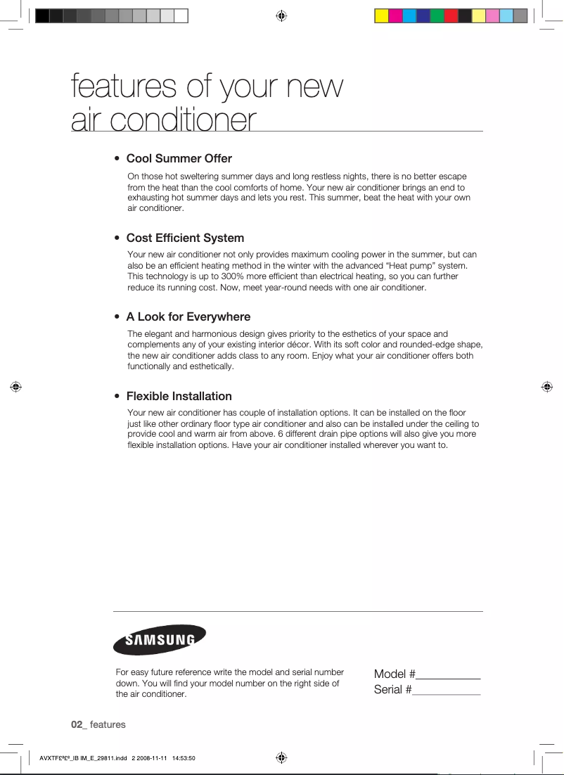 Page 1 de la notice Manuel utilisateur Samsung AVXTFH056EE