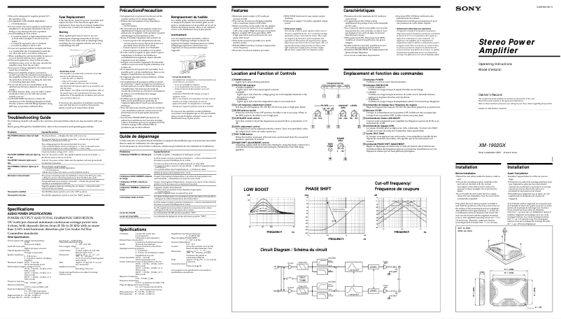 Page n°1 - Manuel utilisateur Sony XM-1902GX