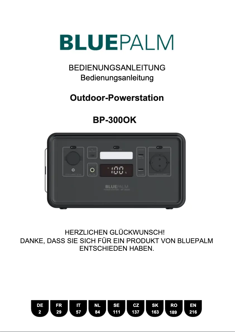 Imagen de la primera página del manual del dispositivo BP-300OK