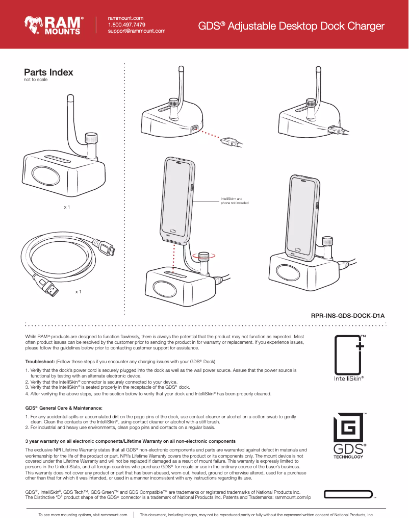 Image de la première page du manuel de l'appareil RAM-GDS-DOCK-D1AU