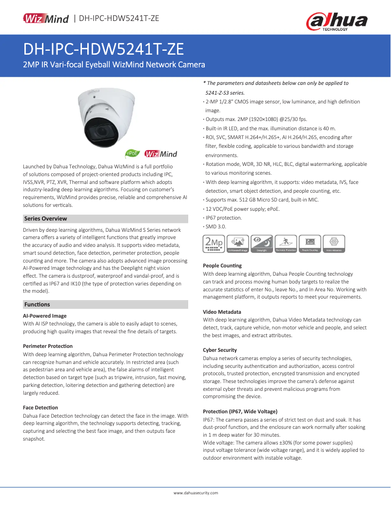 Image de la première page du manuel de l'appareil IPC-HDW5241T-ZE