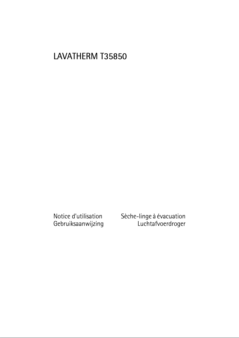Page n°1 - Manuel utilisateur AEG-Electrolux Lavatherm 35850