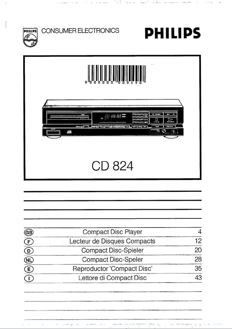 Page n°1 - Manuel utilisateur Philips CD824