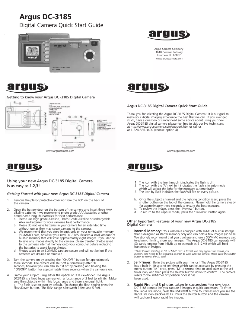 Page n°1 - Manuel utilisateur Argus DC-3185