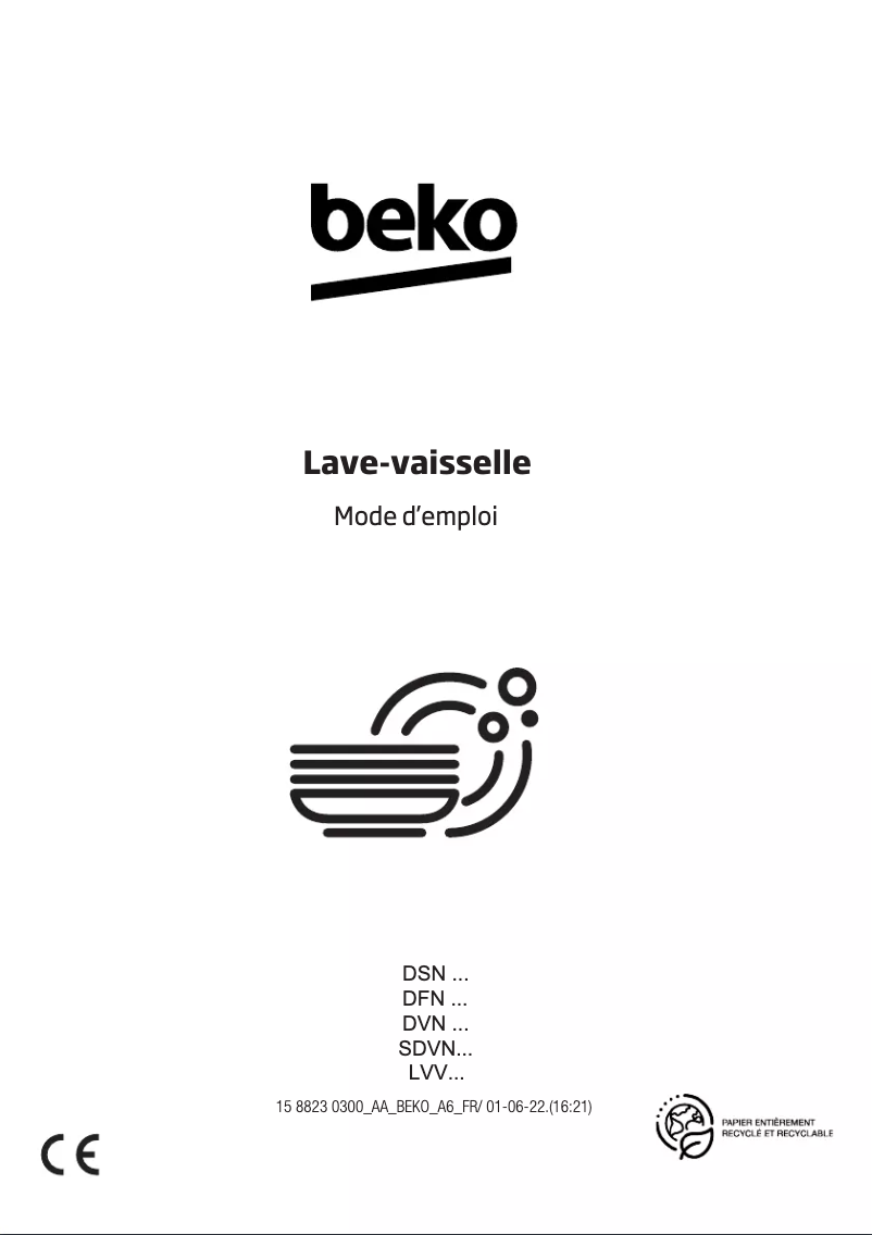 Page n°1 - Manuel utilisateur Beko DVN06430X