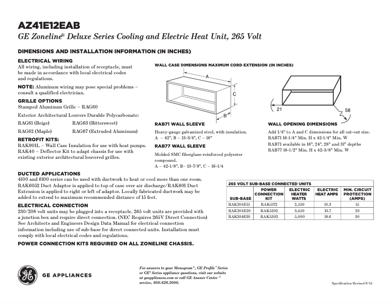 Image de la première page du manuel de l'appareil AZ41E12EAB Zoneline