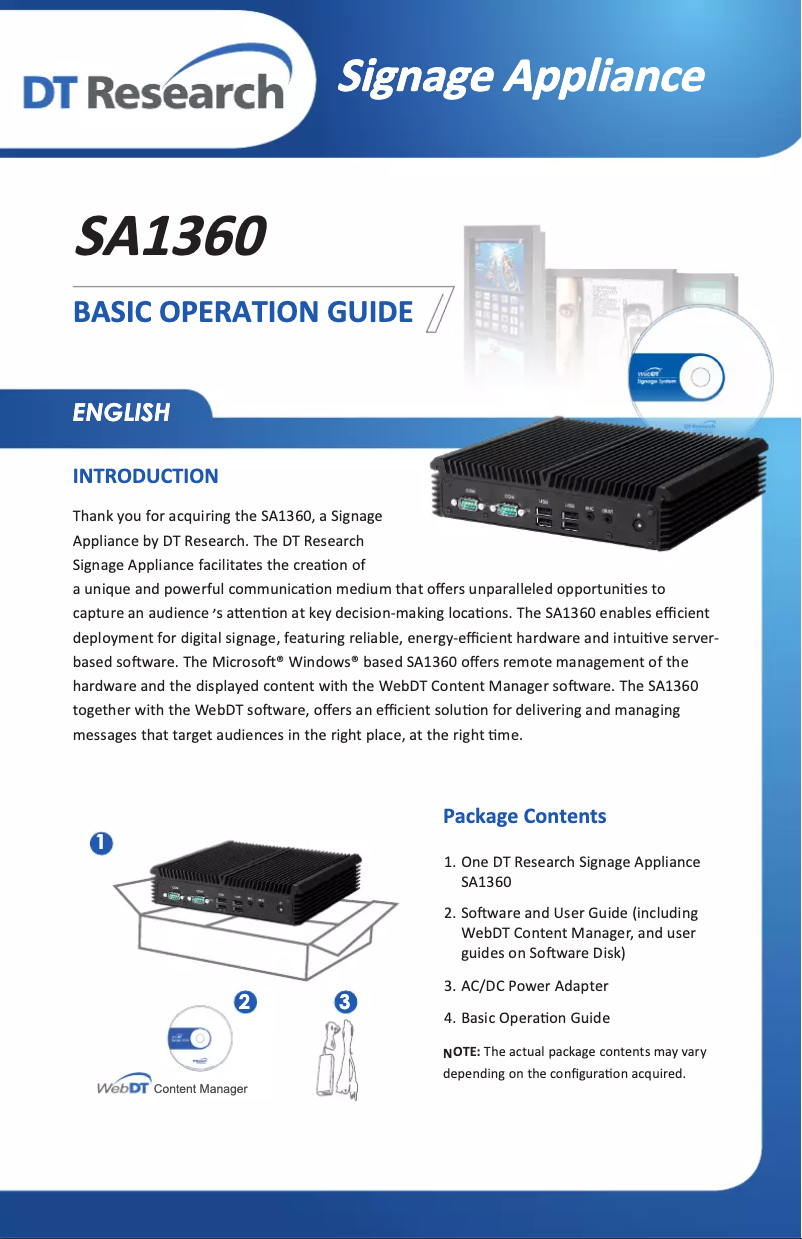 Image de la première page du manuel de l'appareil SA1360