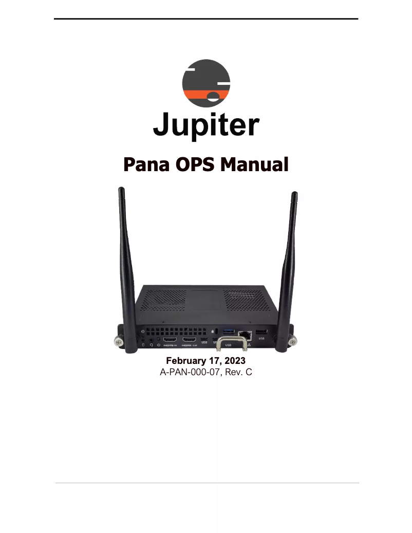 Page n°1 - Manuel utilisateur Jupiter Pana OPS