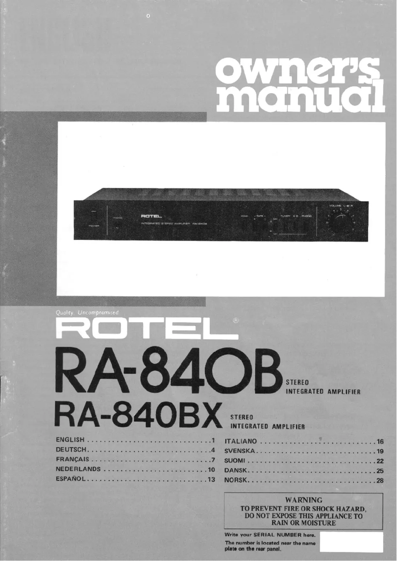 Page n°1 - Manuel utilisateur Rotel RA-840BX